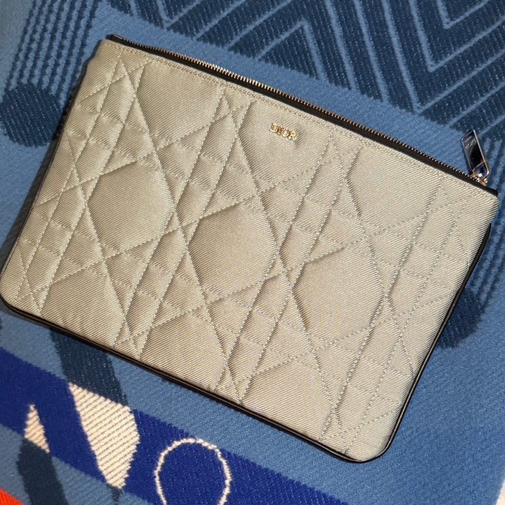 Dior Light Blue Quilted Clutch
